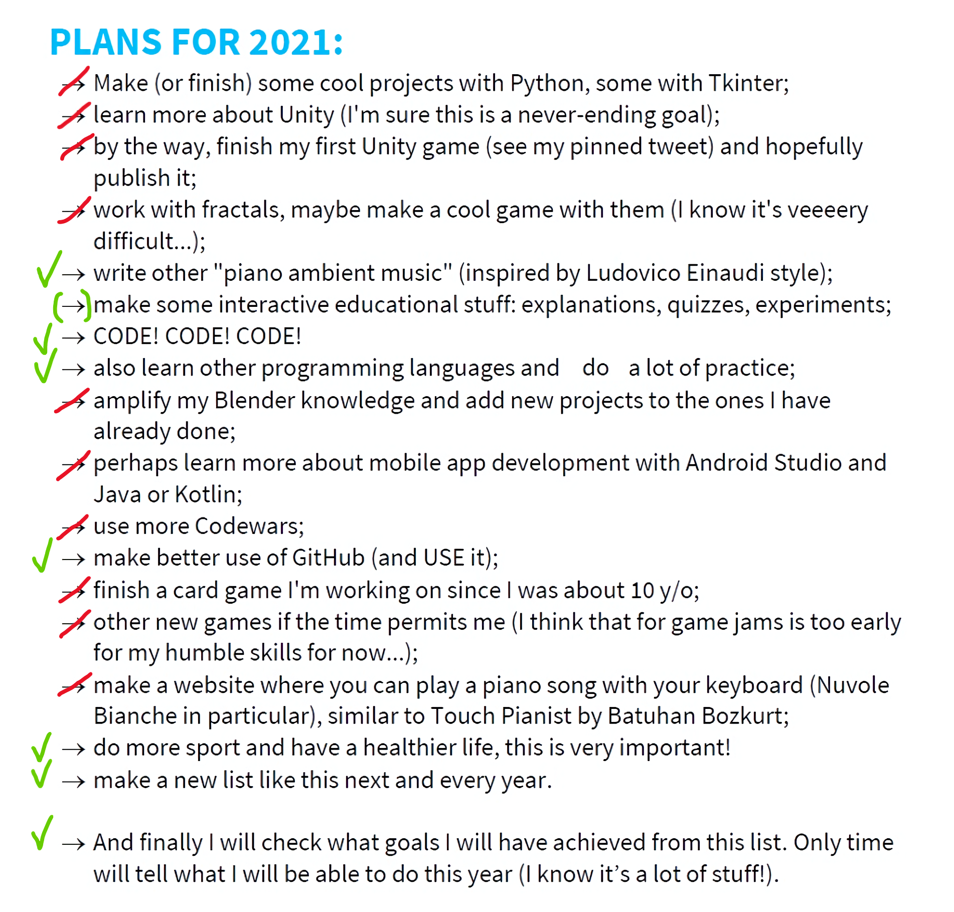 2021 plans